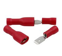 Heschen maschio/femmina rapidi vinyl completamente isolato 4.8 x 0.5 mm cavo terminale per 0.5 - 1.5 mm² (22 - 16 AWG) rosso 100 pezzi