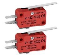 Heschen Microinterruttore, XV-152-1C25, SPDT, leva per cerniera corta, 20A 250VAC, confezione da 2