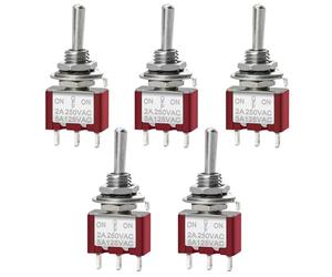 Heschen mini momentaneo interruttore a levetta mts-123, (on) -off- (on) SPDT, 3 pin, 2 A 250 V, 5 A 120 V, confezione da 5