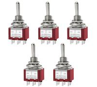 Heschen MTS-223 - Mini interruttore a levetta, interruttore (ON)-OFF-(ON), DPDT a 6 pin, 2 A, 250 V, 6 A, 125 V, confezione da 5