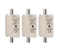 Heschen NH Fuse Link NH000 100A gG, Indicatore Frontale, Rivelatore Combinato, Confezione da 3 (100A)