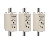 Heschen NH Fuse Link NH000 63A gG, Indicatore Frontale, Rivelatore Combinato, Confezione da 3 (63A)