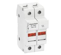 Heschen Portafusibili solari/fotovoltaici, portafusibili PV, RT18-32(X), DC1000V 32A, 2 poli, indicazione del fusibile soffiato, montaggio su guida DIN da 35mm, per fusibile ST-10PV 10 x 38mm, CE UL