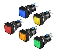 Heschen pulsante interruttore quadrato a scatto, da 16 mm, 1NO1NC, lampada LED 12 Volt rosso, blu, giallo, verde, arancione.