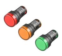 Heschen Spie luminose AD16-22D/S, a LED, da 22 mm, 12 V CC, 20 mA, 3 pezzi, colori: rosso, verde, giallo, blu, bianco