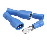 Heschen Terminale per cavi maschio/femmina in vinile completamente isolato, 6,3 x 0,8 mm, per cavi da 1,5-2,5 mm² (16-14 AWG), blu, confezione da 100