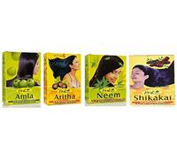 Hesh Herbal Amla Powder 100G, Neem Powder 100G, Shikakai Powder 100G, Aritha Polvere 100G - 1 Kit completo per la cura dei capelli