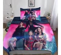 HESHS Stampa 3D BLACKPINK Biancheria Da Letto 3 Pezzi Set Copripiumino Con Cerniera E Federe Per Ragazzi E Ragazze,coppie,camera Da Letto,decorazione Single（135x200cm）