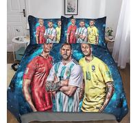 HESHS Stampa 3D Cristiano Ronaldo Biancheria Da Letto 3 Pezzi Copripiumino Morbida Microfibra Per Ragazzi E Ragazze,coppie,camera Da Letto,decorazione Double（200x200cm）