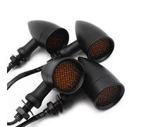 HESHUYAN Frecce Moto 4 pcs griglia moto retrò cromata in alluminio indicatori di luce del segnale luce freno 10 mm universale(Noir)