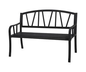 Hespéride - Banco de jardín Alvernia Negro de 3 plazas, Resistente a la corrosión, acabado Liso y Transparente, Resistente a la intemperie, Ideal para terraza y balcón