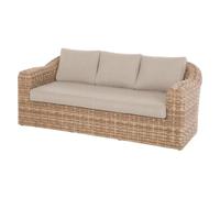 Hespéride - Divano da Giardino Mooréa Savana - 3 posti - Antiruggine - Resina Intrecciata - Cuscini sfoderabili - Tessuto Idrorepellente - Piedini Regolabili