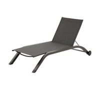 Hespéride - Lettino prendisole reclinabile Jimani Mocha & Praline con 2 ruote - Antiruggine e Textilene - 4 posizioni - Arredamento relax per giardino, terrazzo, balcone
