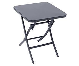 Hespéride - Mesa Auxiliar cuadrada de jardín Greensboro, Gris Grafito - 40 x 40 cm - Acero con revestimiento epoxi Resistente a la oxidación