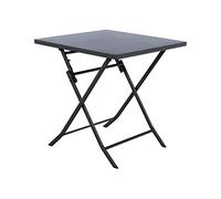 Hespéride - Mesa de jardín plegable cuadrada Greensboro gris grafito - 2 plazas - Acero con revestimiento epoxi y tratamiento antioxidante reforzado