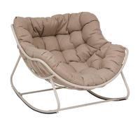Hespéride - Poltrona a Dondolo Paopao Beige/Argilla - Acciaio Epossidico Antiruggine - Cuscino Trapuntato Morbidissimo - 96x109x83 cm