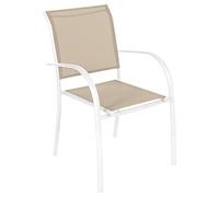 Hespéride - Poltrona da giardino impilabile piazza in lino e alluminio epossidico bianco