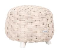 Hespéride - Pouf da giardino rotondo OBBAE - Comoda seduta da esterno - Struttura in alluminio e resistente tessuto in textilene - Colore beige lino - Adatto per patio, balcone, soggiorno