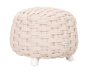 Hespéride - Pouf da giardino rotondo OBBAE - Comoda seduta da esterno - Struttura in alluminio e resistente tessuto in textilene - Colore beige lino - Adatto per patio, balcone, soggiorno