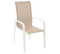 Hespéride - Sedia da giardino con schienale alto impilabile Essio Lin & Bianco