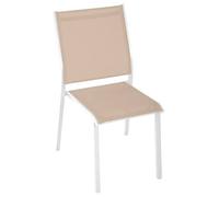 Hespéride - Sedia da giardino Impilabile Essentia Beige Lino - Alluminio Texaline - Dim 46 x 61 x 88 cm - Mobile esterno resistente ai raggi UVF