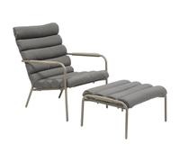 Hespéride - Sedia da Giardino Solani Relax - Sedia da Esterno in Acciaio antiruggine, Textilene - Colore caffè - Poggiapiedi Incluso - Balcone e terrazzo