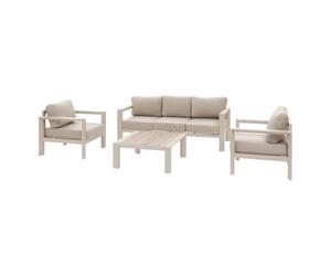 HESPERIDE - Set da Giardino a 5 posti Evasion, Beige - Alluminio Resistente alla ruggine e trattato con Olefine - Cuscini sfoderabili e idrorepellenti - Mobili da Esterno per Giardino e Patio
