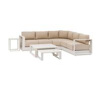 Hespéride - Set da Giardino angolare a 5 posti Allure Color Avena, Resistente alla ruggine, con Cuscini sfoderabili e Tessuto Idrorepellente, Ideale per Patio e Balcone.