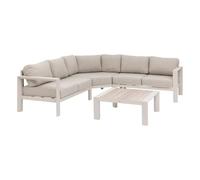 Hespéride - Set da Giardino angolare a 5 posti Evasion, Beige - Alluminio trattato antiruggine e con Olefine - Cuscini sfoderabili e idrorepellenti - Mobili da Esterno per Giardino e Patio