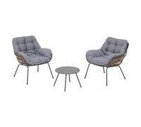 Hespéride - Set da Giardino Paopao a 3 Pezzi - Grafite, Resina Intrecciata, Acciaio Inossidabile, Cuscini Inclusi - per Balcone, terrazzo, Piccoli spazi