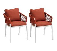 Hespéride - Set di 2 poltrone da giardino oriengo in alluminio color mattone e bianco e rete intrecciata