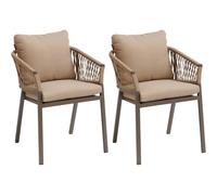 HESPERIDE - Set di 2 poltrone da giardino Oriengo, miele e pralina, in tessuto idrorepellente, cuscini sfoderabili, mobili per terrazza balcone
