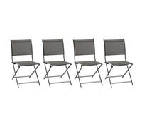 Hespéride - Set di 4 sedie da giardino pieghevoli Axant antracite e grafite