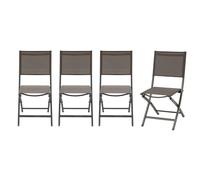 Hespéride - Set di 4 sedie da giardino pieghevoli essentia in alluminio e texalina wengé e pralina