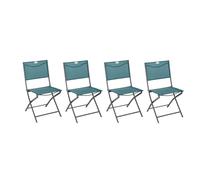 Hespéride - Set di 4 sedie da giardino pieghevoli in acciaio trattato con resina epossidica modula blu anatra e grafite