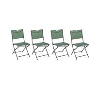 Hespéride - Set di 4 sedie da giardino pieghevoli in acciaio trattato con resina epossidica modula verde oliva e grafite