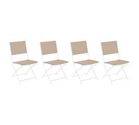 Hespéride - Set di 4 sedie da giardino pieghevoli modula in lino e acciaio bianco trattato con resina epossidica
