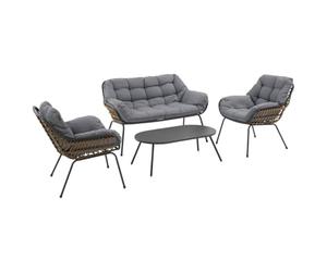 Hespéride - Set di mobili da Giardino Paopao Graphite, Grigio, 4 posti, antiruggine, Cuscini Confortevoli, 2 poltrone, 1 Divano, 1 tavolino