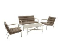 Hespéride - Set di mobili da giardino Solani - 4 posti - in acciaio inossidabile e Textilene - Colore argilla - 1 divano da esterno - 2 poltrone - 1 tavolino