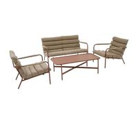 Hespéride - Set di mobili da giardino Solani - 4 posti - in acciaio inossidabile e Textilene - Colore mogano - 1 divano da esterno - 2 poltrone - 1 tavolino