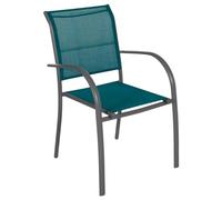 Hespéride - Silla de jardín apilable Piazza, Color Azul Pato, Grafito, Resistente a la corrosión, Ligera, fácil de guardar, mobiliario de Exterior para terraza y balcón