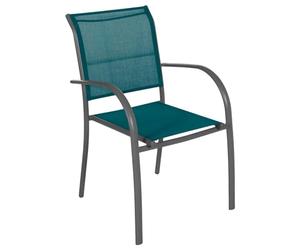 Hespéride - Silla de jardín apilable Piazza, Color Azul Pato, Grafito, Resistente a la corrosión, Ligera, fácil de guardar, mobiliario de Exterior para terraza y balcón