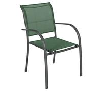 Hespéride - Silla de jardín apilable Piazza, Verde Oliva y Grafito, Resistente a la corrosión, fácil de guardar, mobiliario de Exterior para terraza y balcón