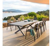 Hespéride - Tavolo da giardino allungabile Axiome, grigio scuro - 10 posti - Alluminio verniciato epossidico antiruggine - Estensione automatica per mobili da esterno