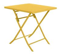 HESPERIDE - Tavolo da giardino pieghevole quadrato Greensboro per 2 persone, giallo senape - Acciaio rinforzato antiruggine - Arredamento per giardino, balcone, terrazzo
