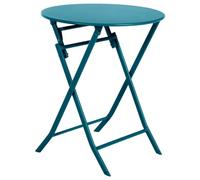 Hespéride - Tavolo da giardino pieghevole rotondo greensboro blu anatra a 2 posti in acciaio trattato con polveri epossidiche