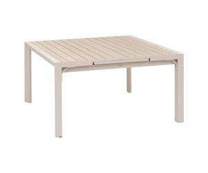 Hespéride - Tavolo da giardino quadrato allungabile Evasion Beige - 10 posti - Alluminio antiruggine con effetto legno - Mobili da esterno allungabili