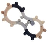 Hess Holzspielzeug 11132 - Sonaglio motorio in legno a forma di otto, serie Nature in nero, con parti mobili, a partire dai 6 mesi in su, fatto a mano, per afferrare e divertirsi sonaglio
