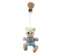 Hess Holzspielzeug 12815 - Ciondolo in legno, serie Orsetto nature, per bambini dai 3 mesi in su, realizzato a mano, con clip di sicurezza, dimensioni circa 7 x 4 x 19 cm, per passeggino e ovetto