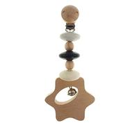 Hess Holzspielzeug 12820 - Ciondolo in legno a forma di stella, per bambini dai 3 mesi in su, nero naturale, fatto a mano, con clip di sicurezza, per passeggino e ovetto